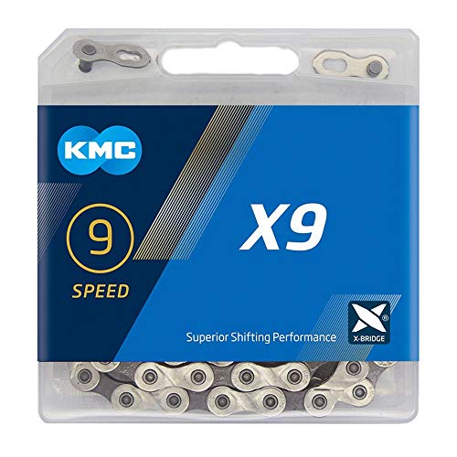 KMC Unisex – Erwachsene X9 Silver/Grey 9-Fach Kette 1/2" x11/128, 114 Glieder, Silber/grau von KMC