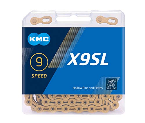 KMC Unisex – Erwachsene X9SL Ti-N X9 SL 9-Fach Kette 1/2" x11/128, 114 Glieder, Gold von KMC