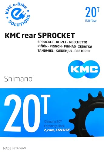 KMC Unisex-Adult KB 3/32 E-Bike Kettenblatt für Shimano Schaltungsnaben, 1/2" x 11/128", CrMo Stahl, Schwarz, Zähneanzahl: 20 von KMC