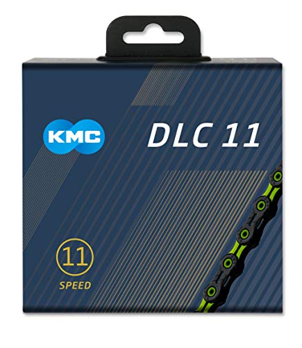 KMC Unisex – Erwachsene 12NR DLC Black DLC11 11-Fach Kette 1/2" x11/128, 118 Glieder, schwarz-grün von KMC