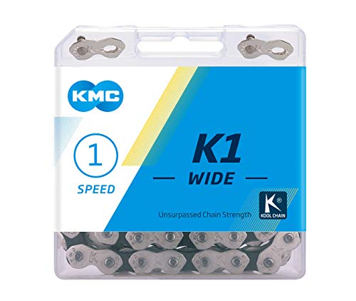 KMC Unisex – Erwachsene Silver/Black K1 Wide 1-Fach Kette 1/2" x1/8", 110 Glieder, Silber/schwarz von KMC