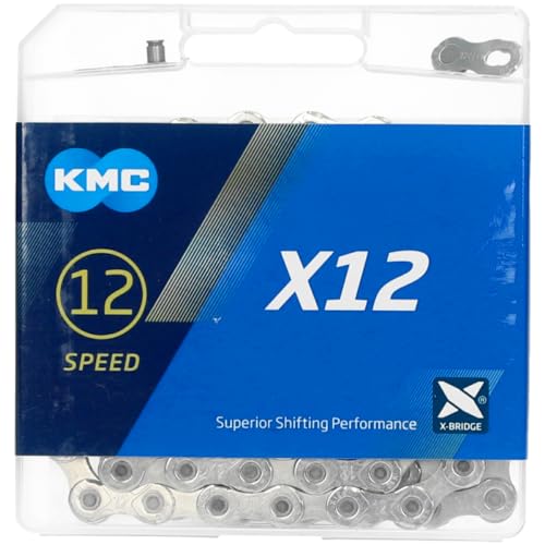 KMC Unisex – Erwachsene Silver X12 12-Fach Kette 1/2" x11/128, 126 Glieder, Silber von KMC