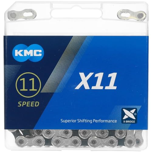 KMC Unisex – Erwachsene X11 11-Fach Kette 1/2" x11/128, 114 Glieder, Silber-schwarz von KMC