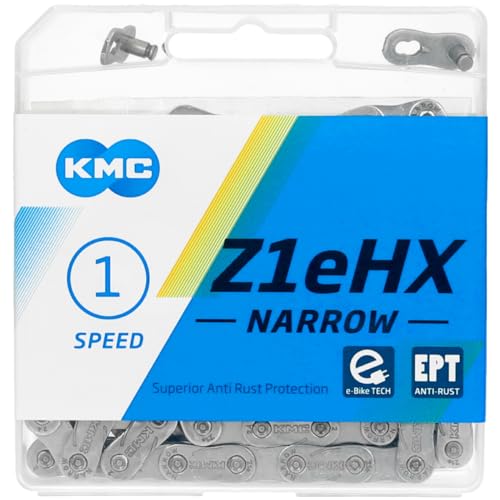 KMC Unisex – Erwachsene Z1eHX Narrow EPT E-Bike 1-Fach Kette 1/2" x3/32, 128 Glieder, Silber von KMC