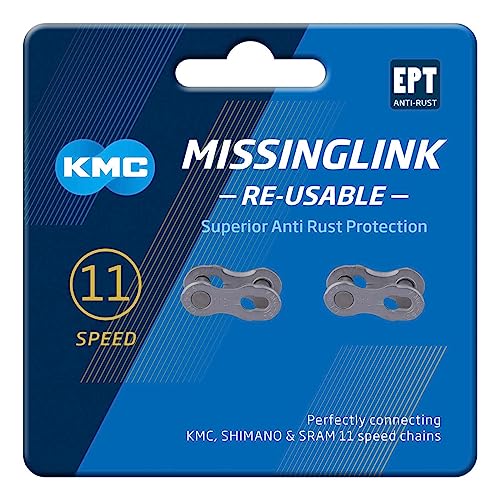 KMC Unisex-Adult 11R EPT Kettenverschlussglied, MissingLink, 11-Fach, 2 Stück, Silber, 1size von KMC
