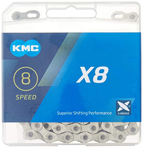 KMC Fahrradzubehör X8 X 116L, Silber X8-SILVER-116L, 0.5 inches X 0.09" von KMC