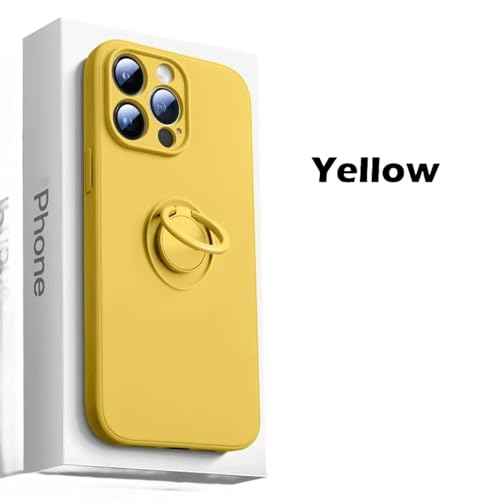 KMYNKIS Handyhülle Silikonringhalter Hülle Für iPhone 14 13 12 Mini 11 Pro Max X Xr Xs Max Se 2 7 8 Plus.-Gelb-Für Iphone14Plus (6,7 ") von KMYNKIS
