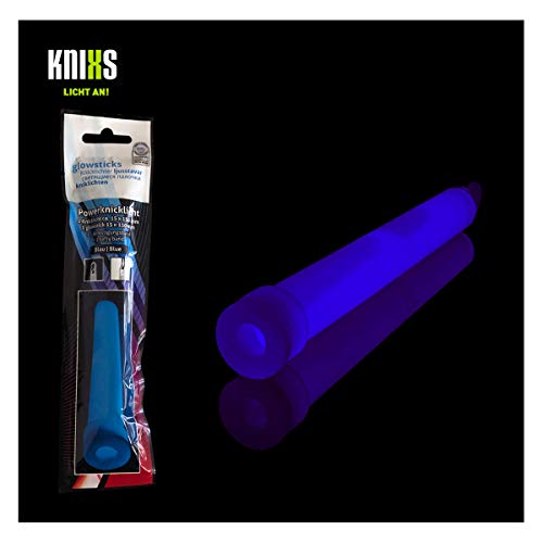KNIXS - 1x Power Knicklicht, seit 15 Jahren in Profiqualität, Glowstick einzeln verpackt - 150 x 15 mm - Leuchtstab - Azur Blau Leuchtend - für Party, Festival, Karneval, Outdoor oder Notlicht von KNIXS