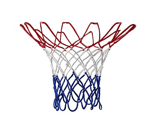 Basketballnetz 43 cm Lang für Standard Körbe Ø 45,7 cm - Stabiles Nylon in NBA Farben Rot, Weiß, Blau - Ideal für Indoor und Outdoor, Offizielle Wettbewerbsgröße, Einfache Montage mit 12 Schlaufen von KNÖÖV