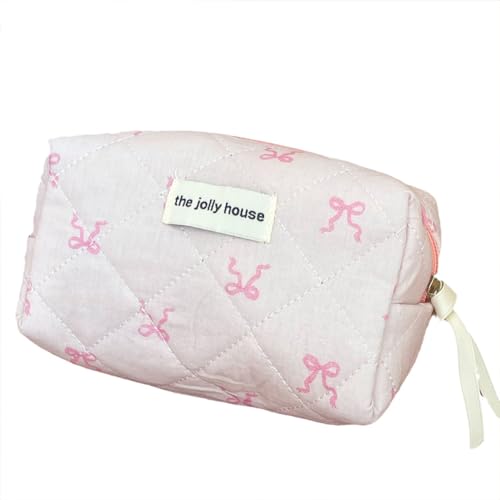 KOBONA Große Kapazität Kosmetiktasche - Make-up Tasche für Reisen, Gesteppt Baumwolle, Ästhetische Tragbare Schminktasche für Damen und Mädchen von KOBONA
