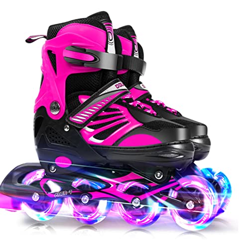 Inline-Skates mit leuchtenden Rädern,KOCAN Einstellbare beleuchtende Inline-Skates mit leuchtenden Rädern für Kinder und Jugendliche Mädchen Jungen Inline-Skates von KOCAN