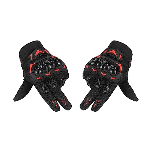 KOCAN Motorcycle Gloves for Women,Motorradhandschuhe für Männer und Frauen, rutschfeste, atmungsaktive Touchscreen-Handschuhe für Reiten, Straßenrennen, Radfahren, Schwarz und Rot, L von KOCAN