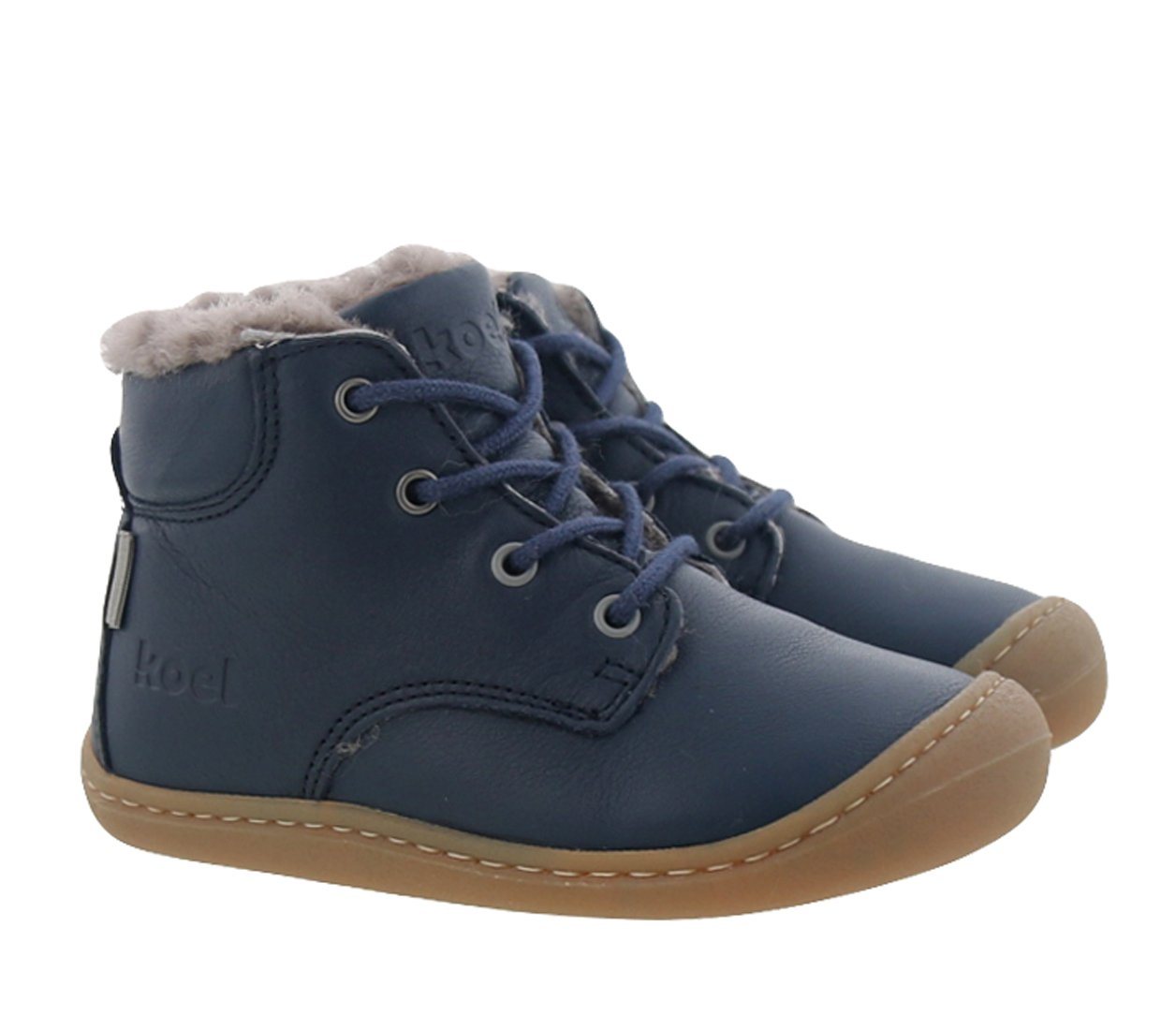 KOEL Koel Barfußschuhe Lauflernschuh Stiefel Bill Bio Leder Lammfell Blau Schnürstiefelette von KOEL