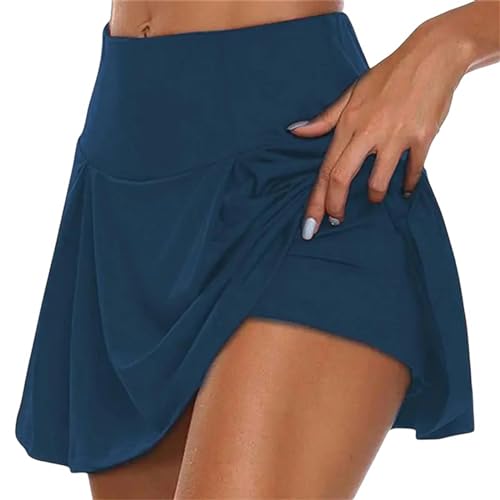 KOGORA Faltenrock Damen Casual Sport Shorts Röcke Laufshorts Frauen Sommer Atmungsaktive Sweat Shorts-blau-s von KOGORA