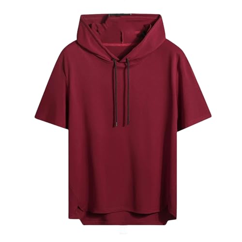 KOGORA Herren T-Shirt Schnelltrocken T-Shirt Mode Übergroße Hoodie T-Shirt-Rot-XXL Für 180 cm 80 Kg von KOGORA