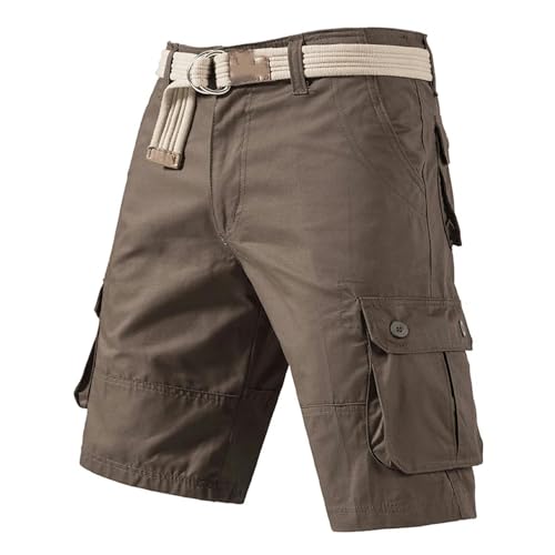 KOGORA Shorts Herren Cargo Knie -Shorts Männer Sport Shorts Plus Size Cotton Halbhosen Gerade Laufende Fitness -Shorts Hosen-braun-33 von KOGORA