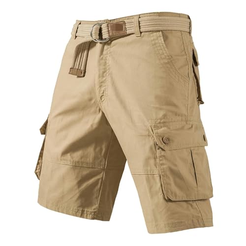 KOGORA Shorts Herren Cargo Knie -Shorts Männer Sport Shorts Plus Size Cotton Halbhosen Gerade Laufende Fitness -Shorts Hosen-khaki-30 von KOGORA