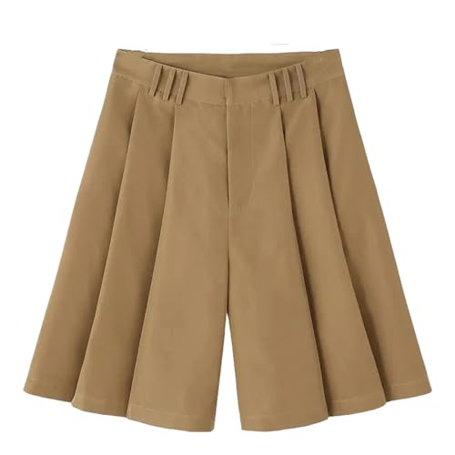 KOGORA Shorts Herren Stil Von Herren Shorts Lose Plissee Design Weitbein Hosen Lässig Streetwear Solid Komfortable Shorts-khaki-4xl von KOGORA