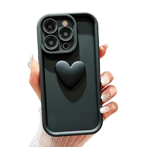 KOGORA handyhülle iPhone Niedliche 3D Love Heart Liquid Hülle Für Phone 13 12 11 Pro Max Xs X Xr Schockdes Schutzweichabdeckung-für Phone Xr-schwarz von KOGORA