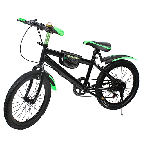 KOLHGNSE Kinderrad 20 Zoll Rad Kinder Fahrrad mit Doppelscheibenbremsen 7 Gänge Mountainbike Kohlenstoffstahl MTB Fahrräder Citybike Bis 85KG (Grün) von KOLHGNSE