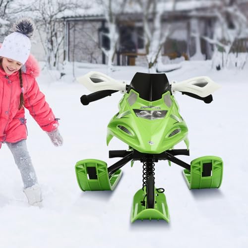 Klassischer Schneeschlitten, Lenkschlitten Schlitten Verstellbares Kissen Skischlitten mit Bremsen für Kinder Jugendliche bis 80KG (Grün) von KOLHGNSE