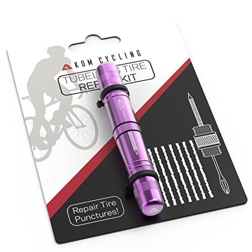 KOM Cycling Schlauchlos-Reifenreparatursatz für Fahrräder - 8 Farben! Behebt Reifenpannen bei Mountainbikes und Straßenfahrrädern - enthält Reifenreparaturgabel und Reibahle, 8 Bacon Strips von KOM Cycling