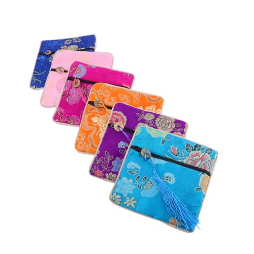 KOMBIUDA 12 Stücke Reißverschluss Geldbörse Chinesischen Stil Brieftasche Frauen Kredithalter Frauen Geldbörse Segen Geldbörse Frauen Mode Brieftasche von KOMBIUDA