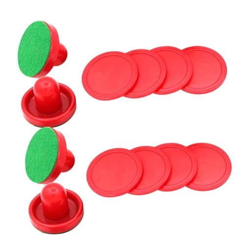 KOMBIUDA 2 Sets Selbstklebende Flusenpads Ersatz Pusher Pads Pusher Flusenflicken Air Hockey Ersatzteile Ersatz Flusenpads Air Hockey Pad Schläger Rot von KOMBIUDA