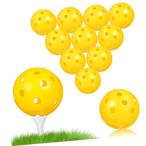 KOMBIUDA 24stücke Hohler Golfbälle Leichte Trainingsbälle Für Indoor-Golf Praktische Golf Zubehör Für Präzises Üben Und Kontrolle Sichtbare Gelbe Farbe Für Einfaches Nachverfolgen von KOMBIUDA