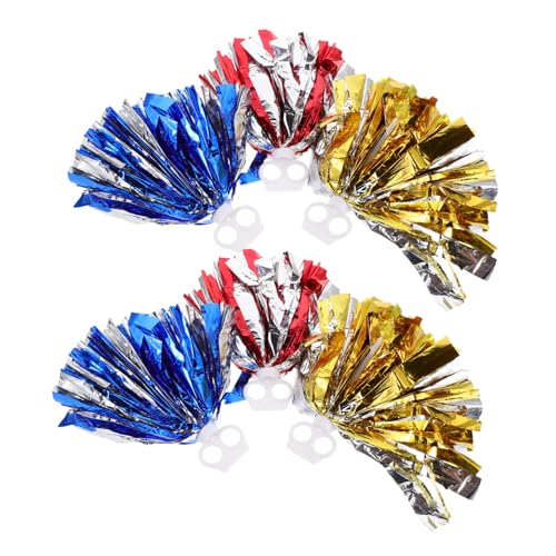 KOMBIUDA 6 Stück Pompons Cheer Metallic Folie Für Cheerleading Schul Spirit Artikel Sportteam Jubelparty Geschenke Cheerleading Pom Poms Metallic Folie Cheer von KOMBIUDA