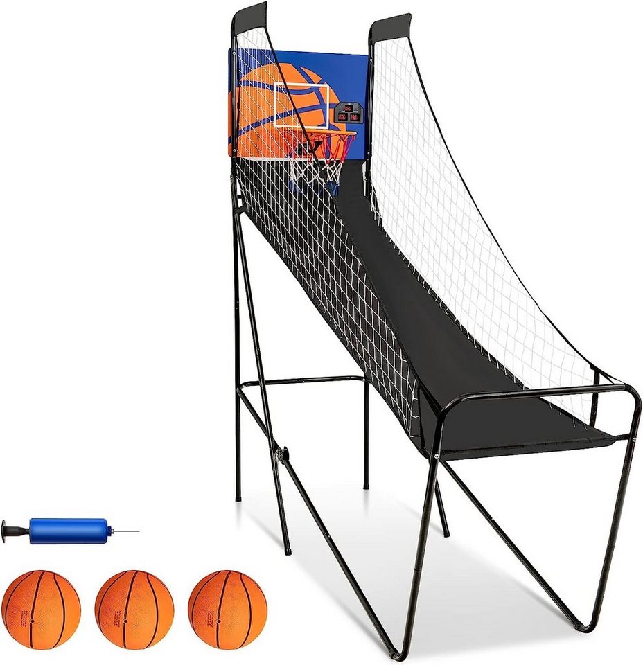 KOMFOTTEU Basketballkorb klappbares Basketball-Arcade-Spiel, 3 Basketbällen & Pumpe von KOMFOTTEU