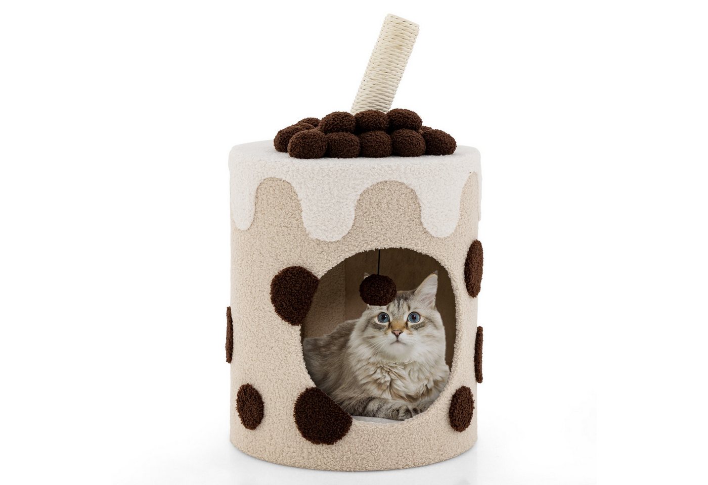 KOMFOTTEU Katzentoilette, Multifunktionale Katzenhöhle mit waschbaren Kissen Sisalpfosten von KOMFOTTEU