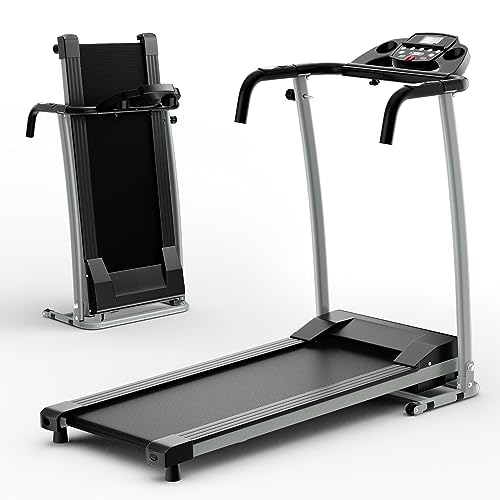 KOMFOTTEU Klappbares Laufband für Zuhause, Tragbare Laufmaschine 12 km/h, 2 PS, Walking Pad mit 12 Programme/LCD-Anzeige/550W, Home Treadmill Elektrisch 100kg tragbar (Schwarz) von KOMFOTTEU