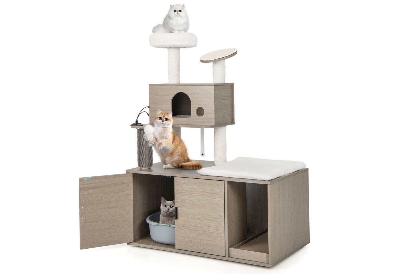 KOMFOTTEU Kratzbaum, mit Katzenschrank, Moderne Katzenmöbel von KOMFOTTEU