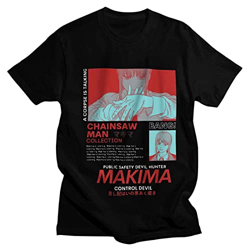 KONDZ Chainsaw Man Warrior Denji T-Shirt Männer Kurzarm-Baumwoll-T-Shirt Sommer Anime Manga Makima Rotes T-Shirt Tops Mode-T-Shirt von KONDZ