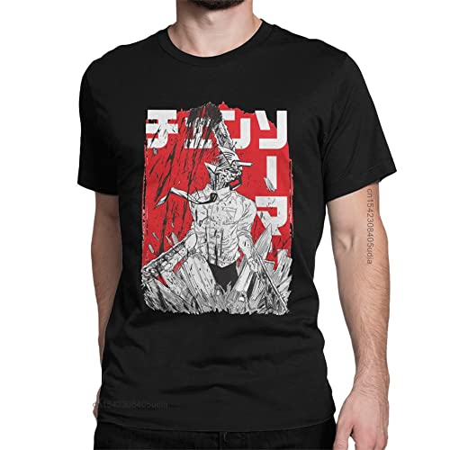 KONDZ Chainsaw Warrior Chainsaw Man T-Shirt Für Männer Anime Manga Vintage Cotton Tees Harajuku Übergroßes T-Shirt von KONDZ
