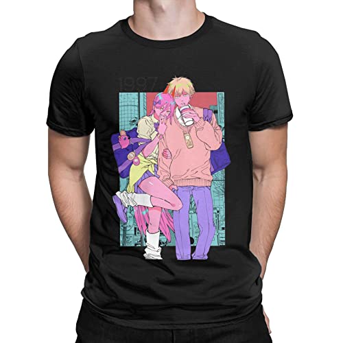 KONDZ Herren T-Shirt Chainsaw Man Lofi Neuheit Baumwolle T-Shirts Kurzarm Denji Anime Pochita Makima T-Shirt Rundkragen Kleidung Große Größe von KONDZ