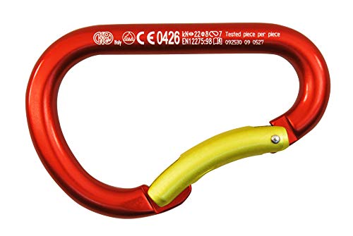 KONG Herren Paddle Bent Gate Aluminium Carabiner, rot/gelb, 116mm von KONG