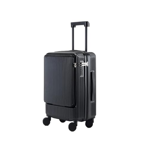 KONJEELIO 20 "22" 24 "26 Zoll Gepäck mit Frontöffnung, ultraleichter und verschleißfester, tragbarer Boarding-Koffer mit TSA-Passwortschloss (Color : Black, Size : 20") von KONJEELIO