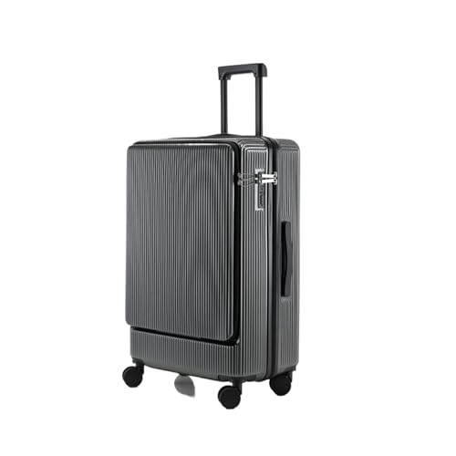 KONJEELIO 20 "22" 24 "26 Zoll Gepäck mit Frontöffnung, ultraleichter und verschleißfester, tragbarer Boarding-Koffer mit TSA-Passwortschloss (Color : Grey, Size : 22") von KONJEELIO