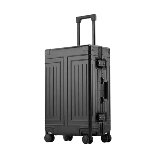 KONJEELIO Hochwertiges Reisegepäck aus 100% Aluminium-Magnesium-Legierung, Größe 20/22/24/26/28, Reisekoffer mit hoher Kapazität (Color : Black, Size : 20 inch) von KONJEELIO