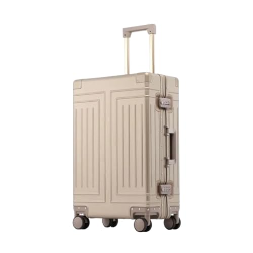 KONJEELIO Hochwertiges Reisegepäck aus 100% Aluminium-Magnesium-Legierung, Größe 20/22/24/26/28, Reisekoffer mit hoher Kapazität (Color : Gold, Size : 20 inch) von KONJEELIO