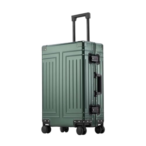 KONJEELIO Hochwertiges Reisegepäck aus 100% Aluminium-Magnesium-Legierung, Größe 20/22/24/26/28, Reisekoffer mit hoher Kapazität (Color : Green, Size : 20 inch) von KONJEELIO