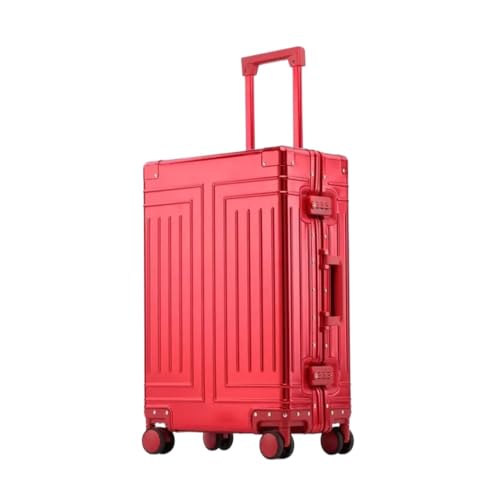 KONJEELIO Hochwertiges Reisegepäck aus 100% Aluminium-Magnesium-Legierung, Größe 20/22/24/26/28, Reisekoffer mit hoher Kapazität (Color : Red, Size : 22 inch) von KONJEELIO