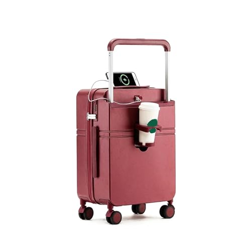 KONJEELIO Mode Roll Gepäck Breite Zugstange Koffer Frauen Make-Up Tasche Reise Koffer Stille Universal Rad Große Kapazität (Color : Red, Size : 24 inch) von KONJEELIO