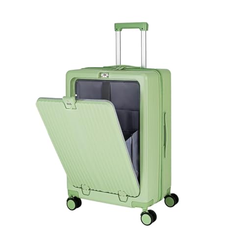 KONJEELIO Vorne offener Koffer, großes Fassungsvermögen, mit USB-Getränkehalter, 20/22/24/26 Zoll, rollende Passwort-Reisetasche (Color : A, Size : 20") von KONJEELIO
