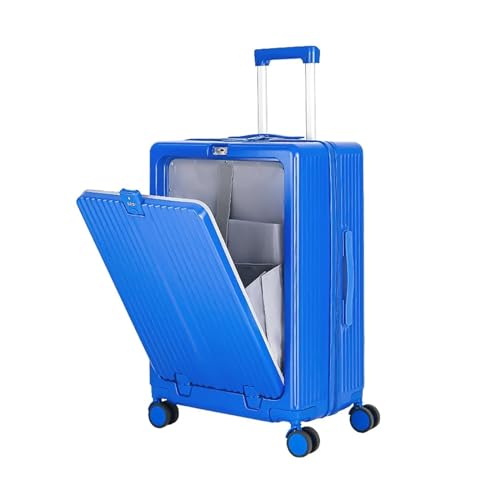 KONJEELIO Vorne offener Koffer, großes Fassungsvermögen, mit USB-Getränkehalter, 20/22/24/26 Zoll, rollende Passwort-Reisetasche (Color : D, Size : 22") von KONJEELIO