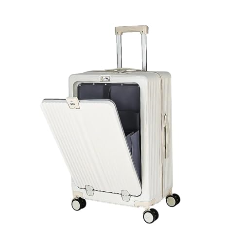 KONJEELIO Vorne offener Koffer, großes Fassungsvermögen, mit USB-Getränkehalter, 20/22/24/26 Zoll, rollende Passwort-Reisetasche (Color : F, Size : 20") von KONJEELIO