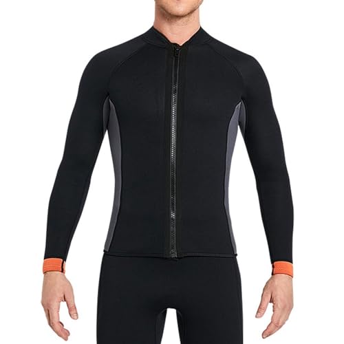 3mm Neoprenanzug Top Jacket für Männer in Kaltem Wasser, Frontreißverschluss Langarm Warmhalten für Surfen Schnorcheln Schwimmen Wassersport (Color : Schwarz, Size : 3XL) von KONLETJ