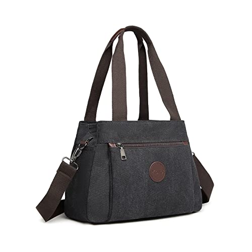 KONO Canvas Handtasche Frauen Hobo Schultertasche Vintage Top Griff Crossbody Bag Casual Multifunktion Tote Bag für Arbeit Einkaufen von KONO